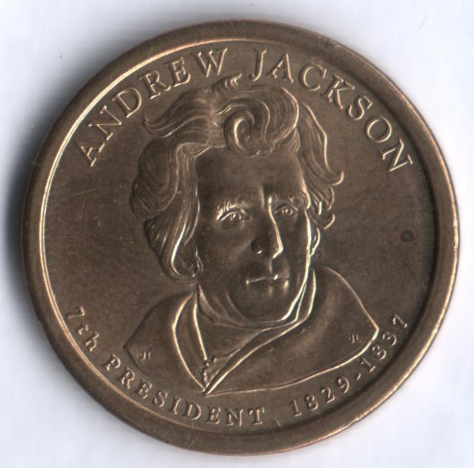 1 доллар. 2008(P) год, США. 7-й президент США - Эндрю Джексон.