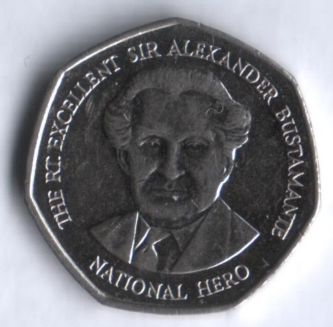 Монета 1 доллар. 2003 год, Ямайка. Александр Бустаманте - национальный герой.
