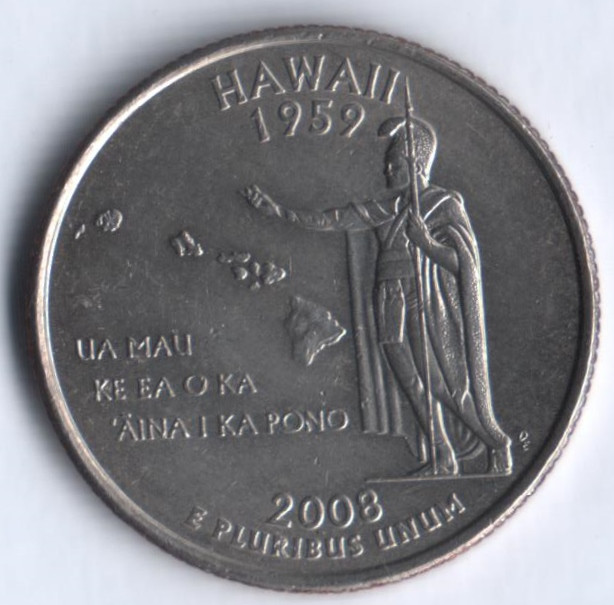 25 центов. 2008(P) год, США. Гавайи.
