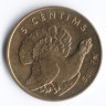 Монета 5 сантимов. 2002 год, Андорра. Глухарь.