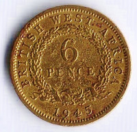 Монета 6 пенсов. 1945 год, Британская Западная Африка.