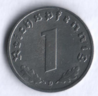 Монета 1 рейхспфенниг. 1940 год (D), Третий Рейх.