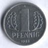 Монета 1 пфенниг. 1983 год, ГДР.