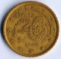 Монета 50 центов. 2000 год, Испания.