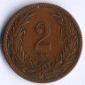 Монета 2 филлера. 1903 год, Венгрия.