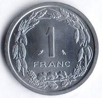 Монета 1 франк. 1969 год, Камерун (Экваториальные Африканские Штаты).