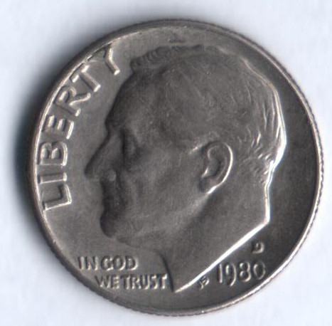 10 центов. 1980(D) год, США.
