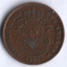 Монета 2 сантима. 1909 год, Бельгия (Des Belges).