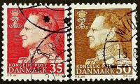Набор почтовых марок (2 шт.). "Король Фредерик IX". 1963-1967 годы, Дания.