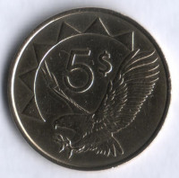 Монета 5 долларов. 1993 год, Намибия.