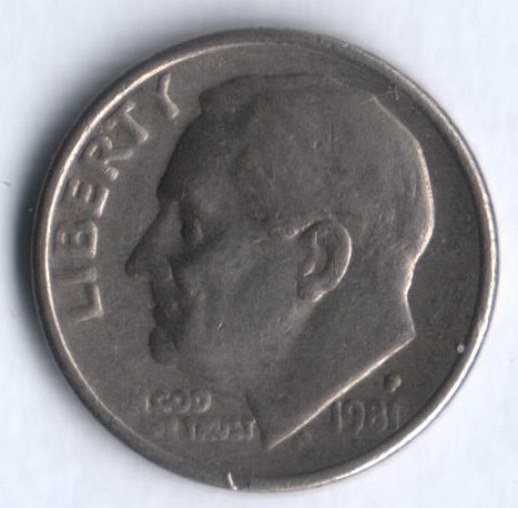 10 центов. 1981(P) год, США.