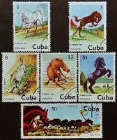 Набор почтовых марок (6 шт.). "Лошади". 1981 год, Куба.
