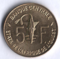 Монета 5 франков. 1975 год, Западно-Африканские Штаты.