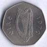 Монета 50 пенсов. 1970 год, Ирландия.