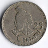 Монета 25 сентаво. 1982 год, Гватемала.