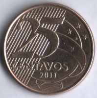 Монета 25 сентаво. 2011 год, Бразилия. Мануэл Деодору да Фонсека.