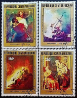 Набор почтовых марок (4 шт.). "Картины Рембрандта ван Рейна". 1981 год, Центрально-Африканская Республика.