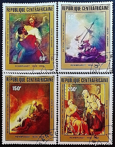 Набор почтовых марок (4 шт.). "Картины Рембрандта ван Рейна". 1981 год, Центрально-Африканская Республика.