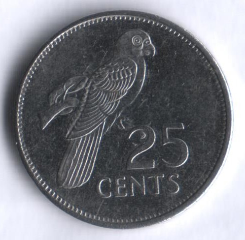 Монета 25 центов. 1997 год, Сейшельские острова.