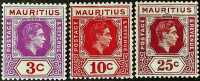 Набор марок (3 шт.). "Король Георг VI". 1938 год, Маврикий.
