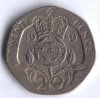 Монета 20 пенсов. 1989 год, Великобритания.