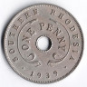 Монета 1 пенни. 1939 год, Южная Родезия.