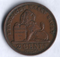 Монета 2 сантима. 1910 год, Бельгия (Der Belgen).