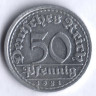 Монета 50 пфеннигов. 1921 год (E), Веймарская республика.