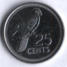 Монета 25 центов. 2010 год, Сейшельские острова.