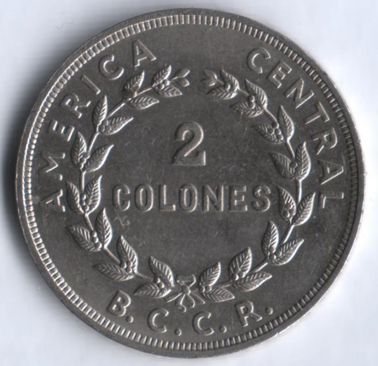 Монета 2 колона. 1978 год, Коста-Рика.