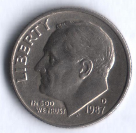 10 центов. 1987(D) год, США.