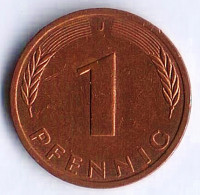 Монета 1 пфенниг. 1980(J) год, ФРГ.