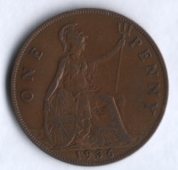 Монета 1 пенни. 1936 год, Великобритания.