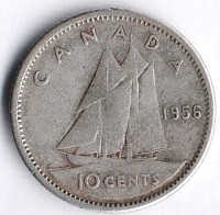 Монета 10 центов. 1956 год, Канада.