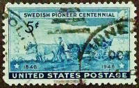 Почтовая марка. "Шведские пионеры". 1948 год, США.