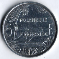 Монета 5 франков. 1983 год, Французская Полинезия.