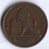 Монета 2 сантима. 1912 год, Бельгия (Der Belgen).
