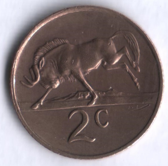 2 цента. 1977 год, ЮАР.