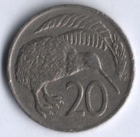 Монета 20 центов. 1975 год, Новая Зеландия.