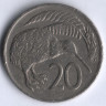 Монета 20 центов. 1975 год, Новая Зеландия.