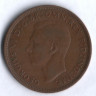 Монета 1 пенни. 1938 год, Великобритания.