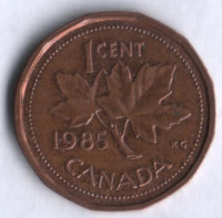 Монета 1 цент. 1985 год, Канада.