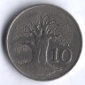Монета 10 центов. 1987 год, Зимбабве.