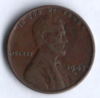 1 цент. 1947(D) год, США.