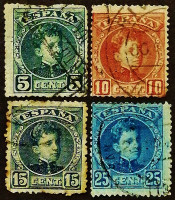 Набор почтовых марок (4 шт.). "Король Альфонсо XIII". 1901 год, Испания.