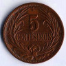 Монета 5 сентесимо. 1951 год, Уругвай.