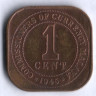 Монета 1 цент. 1945 год, Малайя.