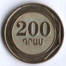 Монета 200 драм. 2014 год, Армения. Бук восточный.