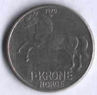 Монета 1 крона. 1970 год, Норвегия.