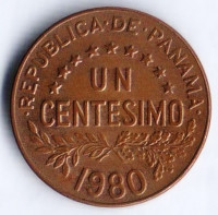 Монета 1 сентесимо. 1980 год, Панама.